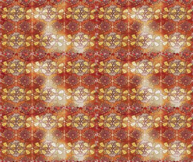 Raster illüstrasyonunda kusursuz çiçek deseni. Kahverengi ve bej renkli çiçekler.