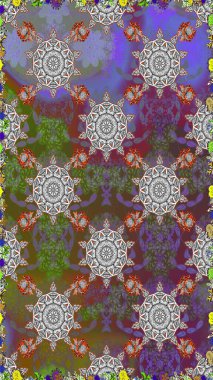 Raster çiçek izi. Çiçeksel gri, pürüzsüz desen. Klasik taslak çizimi.