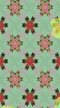 Renkli Yaz Temalı eskiz kalıbı. Raster illüstrasyonundaki çiçek desenli çizim. Tarafsız ve gri renklerde çiçekler. Düz Çiçek Elementleri Tasarımı.