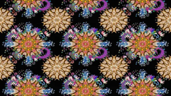 Raster illüstrasyonu. Siyah renklerde. Çiçekli güzel suluboya desen.