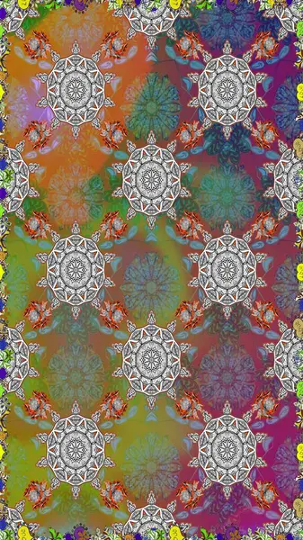 Çiçekle kusursuz desen. Renkli Bahar Temalı Kusursuz Arkaplan. Düz Çiçek Elementleri Tasarımı. Gri renkli çiçekler.