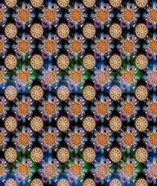 Çiçek deseni. Raster güzel kumaş deseni çiziyor. Renkli Bahar Teması eskiz kalıbı. Düz Çiçek Elementleri Tasarımı.