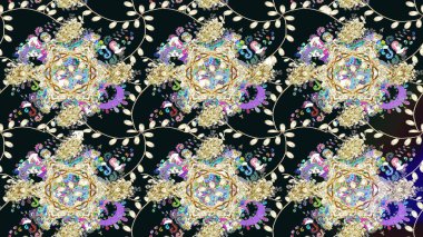 Tekstil veya kitap kapakları, imalat, duvar kağıtları, baskı, hediye paketi ve yapıştırma kitabı için çiçek eskizi geçmişi. Küçük çaplı çiçeklerdeki basit şirin desenler. Raster illüstrasyonu.