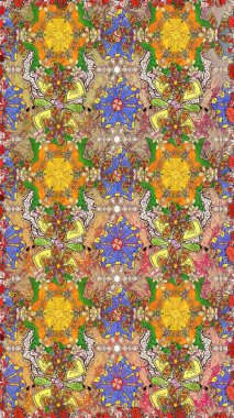 Hediye ambalaj kağıdı, tebrik kartları, posterler ve pankart tasarımı. Raster düz çiçekleri pürüzsüz desen. Kahverengi ve bej renkli çiçekler.