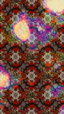 Nazik, narin çiçek arkaplanı. Çiçekli karalama şeklinde Raster çiçek deseni. Kahverengi, bej ve kırmızı renkte çiçekler.