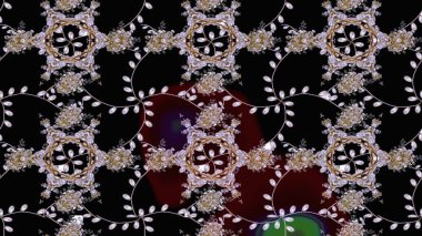 Raster illüstrasyonu. Raster deseni. Patlayan çiçekler soyut olarak yerleştirilmiş. Yumuşak, bahar çiçekleri siyah, nötr ve kahverengi renklerde.