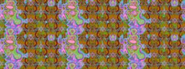 Güzel, parlak, pürüzsüz kumaş, tuval. Kıvırcık, parlak örgü. Çiçek çelengi. Desen, çizim, çiçek sınırı. Eski moda arka plan. Raster illüstrasyonu.