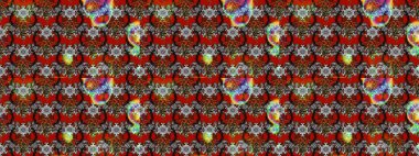 Gri, kırmızı ve kahverengi renkte çiçekler. Asya tekstil tarzında. Çiçek desenli çizim. Raster illüstrasyonu. Raster illüstrasyonu.