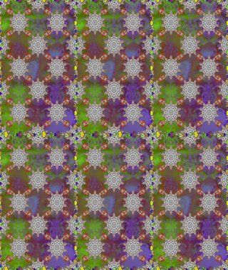 Raster illüstrasyonunda kusursuz çiçek deseni. Gri ve kahverengi renkte çiçekler.