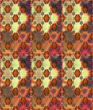 Kahverengi ve turuncu renkli çiçekler. El çizimi. Çiçeklerle kusursuz desen. Suluboya çizimi.