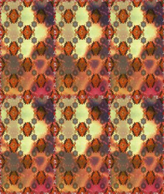 Kahverengi ve turuncu renkli çiçekler. El çizimi. Çiçeklerle kusursuz desen. Suluboya çizimi.