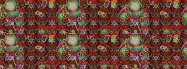 El çizimi çiçek unsurları olan soyut çizim raster deseni. Retro tekstil tasarım koleksiyonu. Kırmızı, kahverengi ve gri kırmızı, kahverengi ve gri. Çiçekli ipek eşarp. 1950 'ler-1960' lar motifleri.