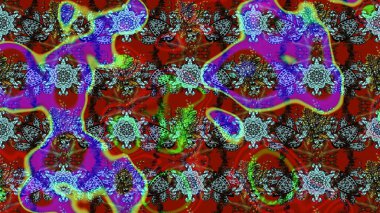 Kırmızı, kahverengi ve mavi renklerde. Raster illüstrasyonu. Çiçek buketleriyle klasik tarzda eskiz deseni.