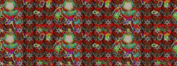 El çizimi çiçek unsurları olan soyut çizim raster deseni. Retro tekstil tasarım koleksiyonu. Kırmızı, kahverengi ve gri kırmızı, kahverengi ve gri. Çiçekli ipek eşarp. 1950 'ler-1960' lar motifleri.