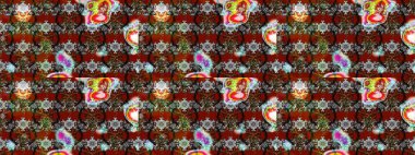 Gri, kahverengi ve kırmızı renkte yaz çiçekleri. Küçük çiçekteki sevimli çiçek deseni. Raster deseni. Raster illüstrasyonu.