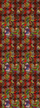 Raster illüstrasyonundaki çiçek desenli çizim. Renkli Yaz Temalı eskiz kalıbı. Düz Çiçek Elementleri Tasarımı. Kahverengi, kırmızı ve bej renkte çiçekler.