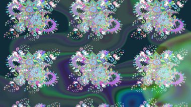 Çiçekli karalama şeklinde Raster çiçek deseni. Mavi renkli çiçekler. Nazik, sevimli çiçek arkaplanı..