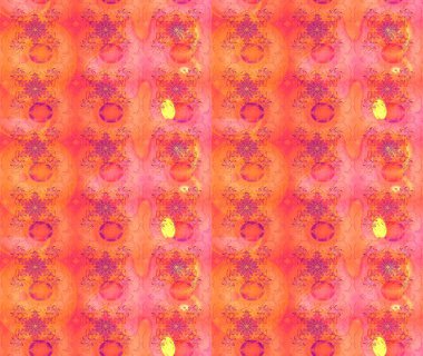 Raster illüstrasyonu. Turuncu renkli şirin tekstil. Renkli çizim kalıbı. Çiçek arkaplan. Çiçek duvar kağıdı.