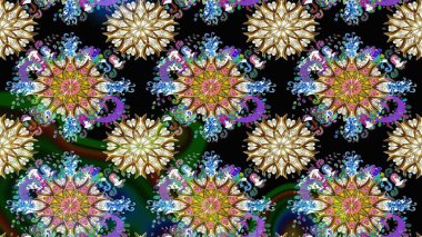 Vadinin çiçekleri siyah renklerde. Çiçeksel çizim kalıbının çizimi.