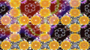 Sarı renklerde. Raster illüstrasyonu. Anti-stres için Raster soyut şablon sayfası.