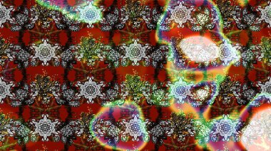 Raster illüstrasyonu. Küçük çiçekli yay deseni çiz. Suluboya tarzında kahverengi, gri ve kırmızı renkler üzerine.