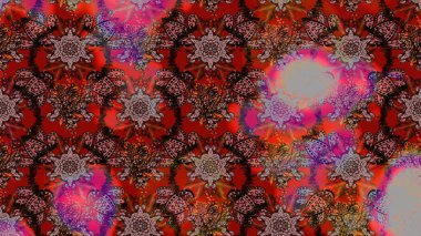 Renkli Bahar Teması eskiz kalıbı. Düz Çiçek Elementleri Tasarımı. Kahverengi, kırmızı ve pembe renklerde çiçekler. Sevimli çiçek raster deseni.