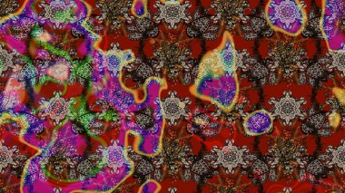 Çiçek desenli raster, kahverengi, kırmızı ve gri çizgi desenli soyut raster arkaplan. Modern stil dokusu.