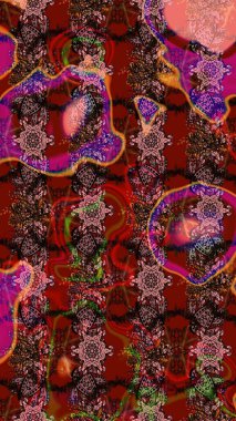 Çiçekli karalama şeklinde Raster çiçek deseni. Yumuşak, bahar çiçekli arka plan. Çiçekler kahverengi, kırmızı ve pembe renklerde.