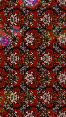 Vadinin çiçekleri kahverengi, kırmızı ve siyah renklerde. Raster çiçek desenleri çiziyor..