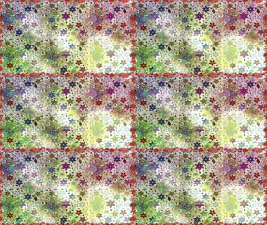 Çiçekli yaz çiçekleri. Küçük renkli çiçekler. Moda baskıları için zarif bir şablon. Motley illüstrasyonu. Kusursuz. Küçük çiçekte şirin desenler.