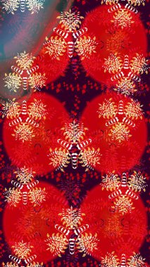 Çiçek ve yapraklı karalama şeklinde Raster çiçek deseni. Raster illüstrasyonu. Kibarca, bahar çiçekleri kırmızı renklerde.