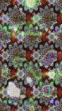 Moda baskıları için zarif bir şablon. Motley illüstrasyonu. Küçük renkli çiçekler. Gri çiçekli bahar çiçekleri. Küçük çiçekte şirin desenler.