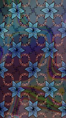 Nazik, sevimli çiçek arkaplanı. Çiçekli karalama şeklinde Raster çiçek deseni. Mavi renkte çiçekler.