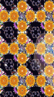 Siyah renkli çiçekler. Düz Çiçek Elementleri Tasarımı. Renkli Bahar Teması eskiz kalıbı. Çiçekle çizim deseni.