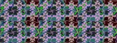 Renkli Bahar Teması eskiz kalıbı. Düz Çiçek Elementleri Tasarımı. Yeşil renkli çiçekler. Raster illüstrasyonunda çiçek deseni çizimi.