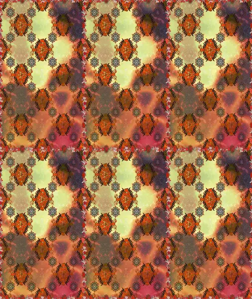 Kahverengi ve turuncu renkli çiçekler. El çizimi. Çiçeklerle kusursuz desen. Suluboya çizimi.