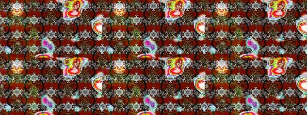 Gri, kahverengi ve kırmızı renkte yaz çiçekleri. Küçük çiçekteki sevimli çiçek deseni. Raster deseni. Raster illüstrasyonu.