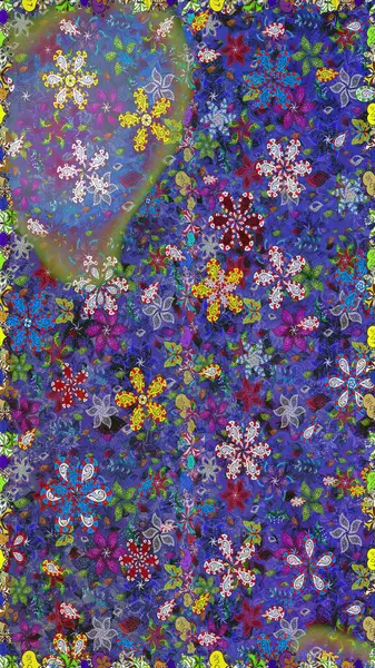 Mor ve mavi renkte çiçekler. Raster illüstrasyonunda kusursuz çiçek deseni.