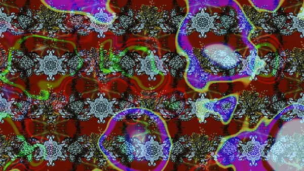 Üzerinde kırmızı, kahverengi ve gri renkler karalamalar olan çiçek desenleri çiz. Raster illüstrasyonu.