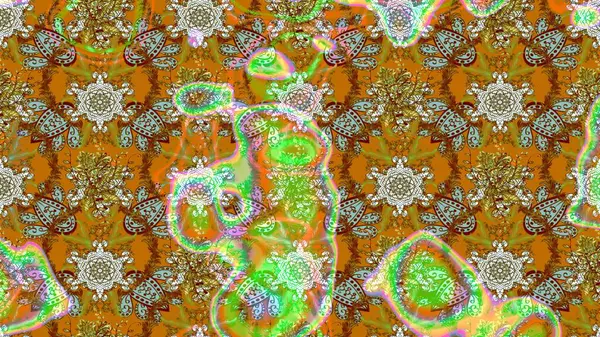 Renkli Bahar Teması eskiz kalıbı. Çiçeksel fantezi tasarımı ve parlak bir arka plan çizimi. Düz Çiçek Elementleri Tasarımı.