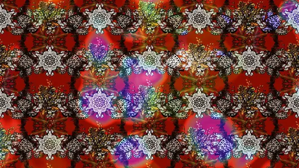 Yatak çarşafları, ceket, paket tasarımı, kumaş ve moda kavramları için tekstil baskısı. Eskiz modeli etnik tasarım. Çiçekleri, deniz kabukları, mandalaları ve suluboya efektleri olan deniz altyapısı.