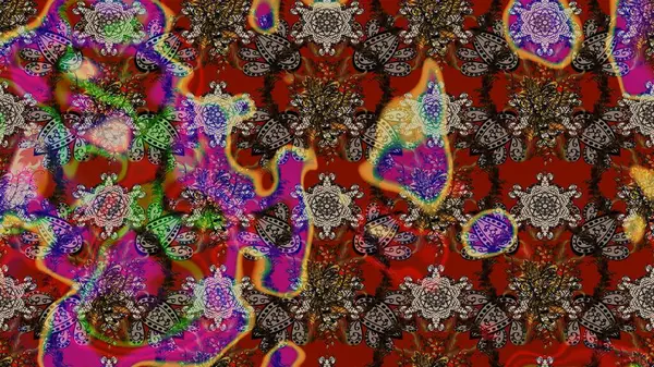 Çiçek desenli raster, kahverengi, kırmızı ve gri çizgi desenli soyut raster arkaplan. Modern stil dokusu.