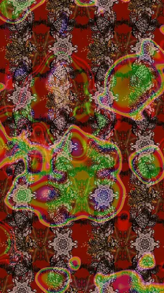 Raster çiçek izi. Çiçeksel kahverengi, kırmızı ve nötr çizim deseni. Klasik taslak çizimi.