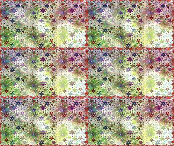 Çiçekli yaz çiçekleri. Küçük renkli çiçekler. Moda baskıları için zarif bir şablon. Motley illüstrasyonu. Kusursuz. Küçük çiçekte şirin desenler.