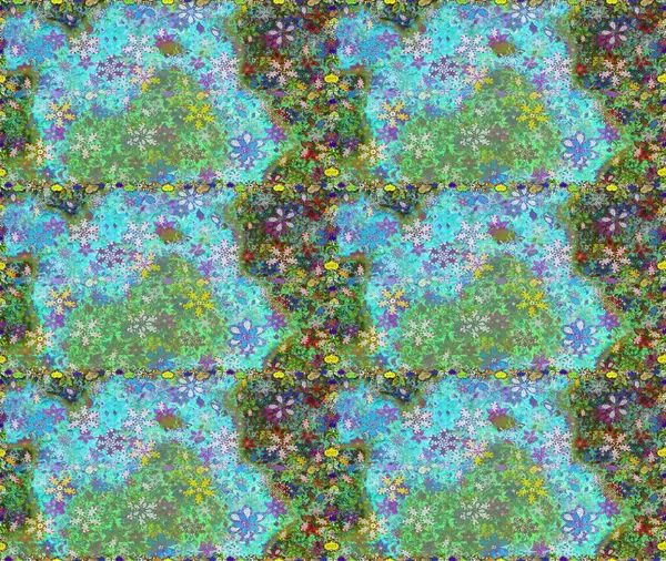 Yeşil renkli çiçekler. Düz Çiçek Elementleri Tasarımı. Renkli Bahar Temalı Kusursuz Arkaplan. Raster illüstrasyonunda kusursuz çiçek deseni.