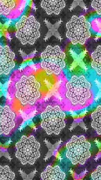 Raster illüstrasyonu. Asya tekstil tarzında. Güzel kumaş deseni. Çiçek desenli çizim. Renkli Bahar Teması eskiz kalıbı. Düz Çiçek Elementleri Tasarımı.