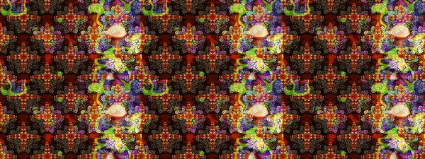 Kahverengi renkli çiçekler. El çizimi çiçekli soyut çizim kalıbı. Raster illüstrasyonu.