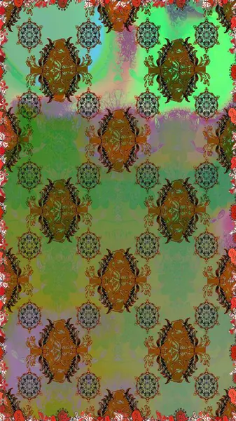 Tekrarlayan çiçek arkaplanı, zarif yeşil çiçek duvar kağıdı. Çiçek desenleri yeşil renklerde, el yapımı papatyalar, papatyalar.