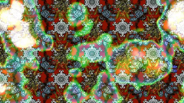 Raster illüstrasyonu. Çiçek çelengi. Desen, çizim, çiçek sınırı. Eski moda arka plan. Güzel, parlak, pürüzsüz kumaş, tuval. Kıvırcık, parlak örgü.