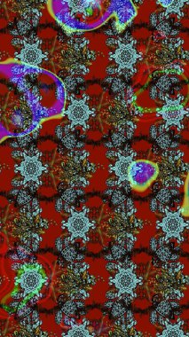 Çiçekler kırmızı, kahverengi ve gri renklerde. Düz Çiçek Elementleri Tasarımı. Raster Illustrasyon 'daki Çiçek Deseni' nin son moda çizimi. Renkli Yaz Teması çizim şablonu.